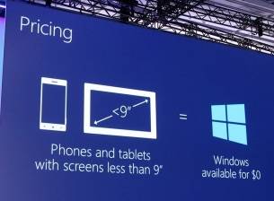 Windows ще е безплатен за устройства с екран под 9 инча