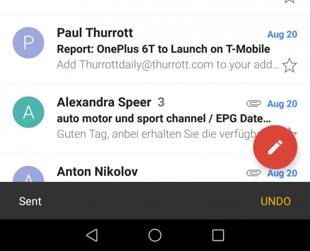 С Gmail за Android вече можете да отказвате изпратени писма