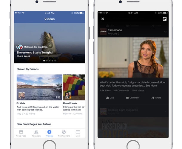 Facebook тества отделен поток с видео клипове