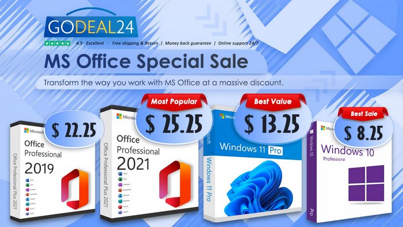 Увеличи своята продуктивност с Windows и Office на цени започващи от 10$ само в GoDeal24