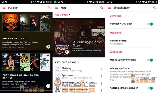 Снимки от Apple Music за Android