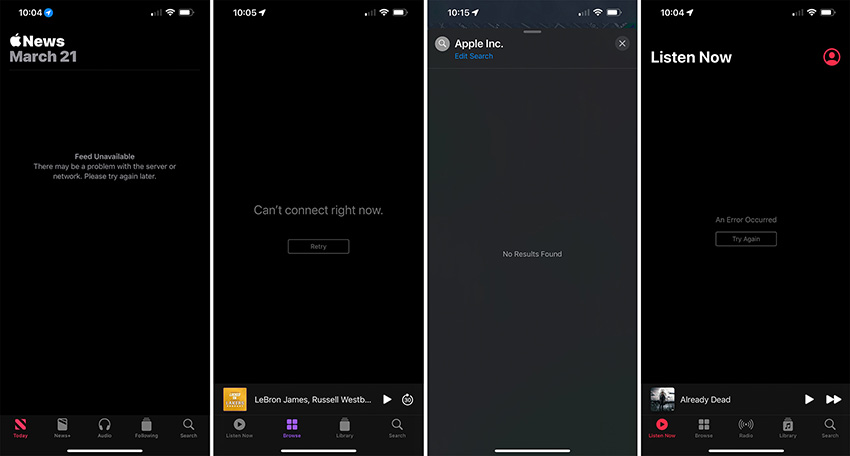 Много услуги на Apple не работят или изпитват затруднения в момента
