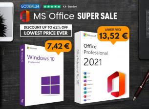 Разпродажба: Доживотен Office 2021 от 13.52€, Windows само за 7.42€ от Godeal24