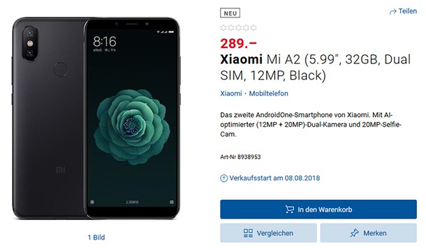 Xiaomi Mi A2 ще се появи в Швейцария през август