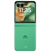 Motorola Razr 60 в цвят Spring Bud със стилен сгъваем корпус и външен AMOLED дисплей.