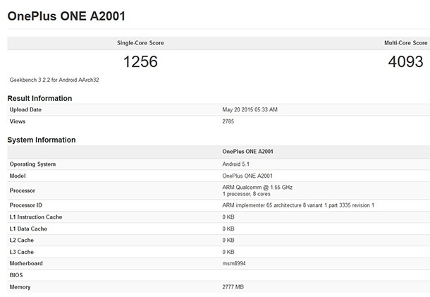OnePlus 2 бе забелязан в бенчмарк, по-бърз е от HTC One M9