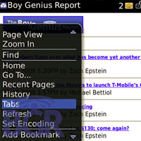 Подпрозорци в браузера в BlackBerry OS 5.0