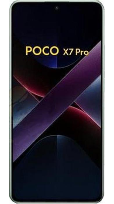 Poco X7 Pro – преден изглед – Голям AMOLED дисплей с централна селфи камера и тънки рамки.