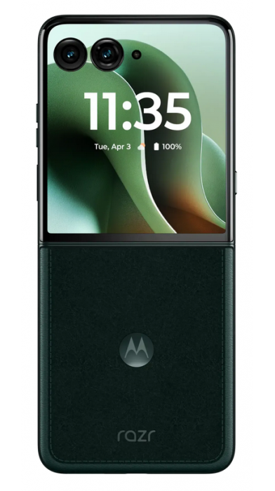 Motorola Razr 60 Ultra в зелен цвят със сгъваем екран и двоен външен дисплей 