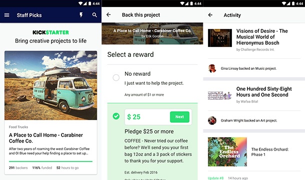 Kickstarter пусна приложение за Android