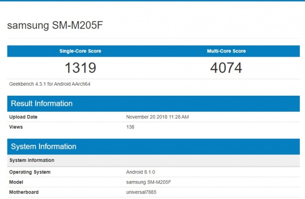 Samsung Galaxy M2 с процесор Exynos 7885 се появи в Geekbench