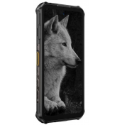 Ulefone Armor X16 Pro страничен изглед с вълк тапет на дисплея и подсилен корпус