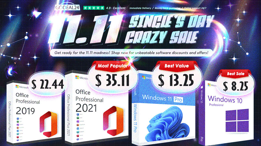 Направете голям удар за Singles Day: евтини и доживотни Microsoft Office и Windows 11 от $10 в Godeal24!