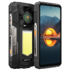 Ulefone Armor 33 Pro – преден и заден изглед с LED светлина и дисплей с палатка в планината