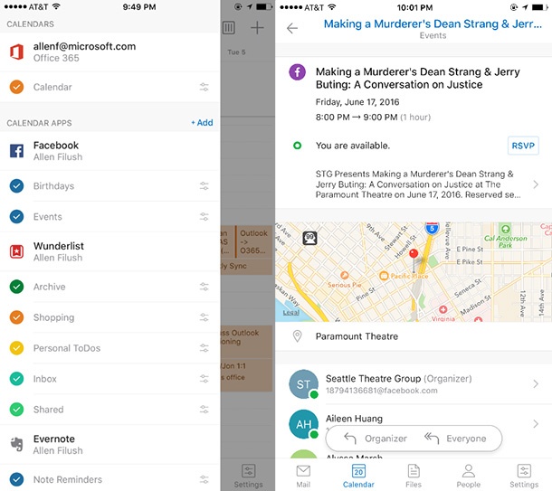 Мобилнaта версия на Outlook вече има интеграция с Evernote, Facebook и Wunderlist