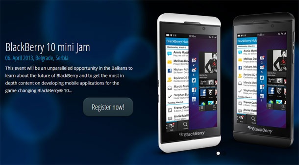 BlackBerry 10 mini Jam ще бъде в Белград на 6 април