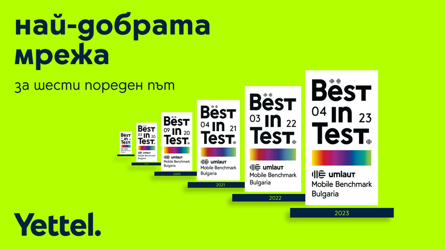 Мрежата на Yettel получи шести пореден сертификат Best in Test