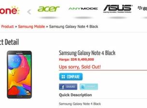 Данни за Samsung Galaxy Note 4 от сайт на търговец