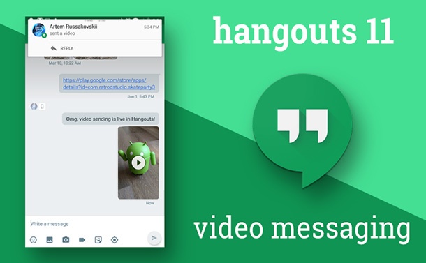 Hangouts за Android скоро ще поддържа изпращането на видео съобщения