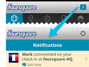 Foursquare добави известия към приложението си за Android