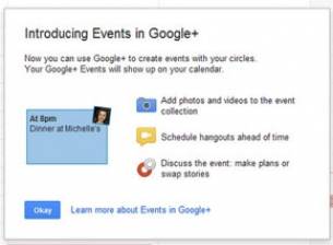 Представяне на Google+ Events се появи непредвидено в Google Calendar