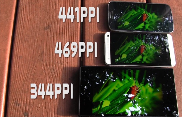 Видео сравнява екраните на Sony Xperia Z Ultra, HTC One и Samsung Galaxy S4