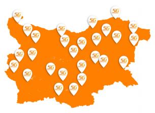 5G мрежата на VIVACOM вече работи във всички областни центрове