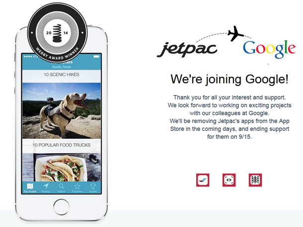 Екипът на Jetpac City Guides става част от Google