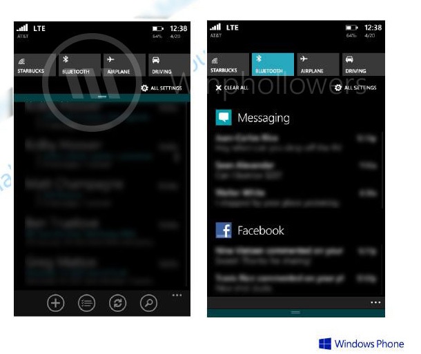 Първи изображения на центъра за нотификации на Windows Phone 8.1