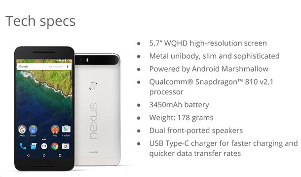 Презентация на Nexus 6P съдържа много детайли за телефона