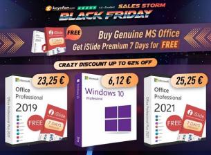 Black Friday за софтуер: Windows 10 Pro за 6.12€, доживотен Office 2021 само за 25.25€