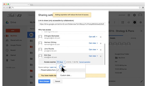 Вече можете да задавате срок за достъп до документи в Google Docs