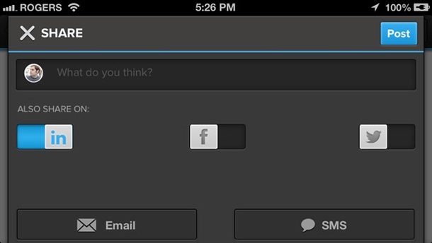 Pulse за iOS добавя възможност за споделяне в LinkedIn