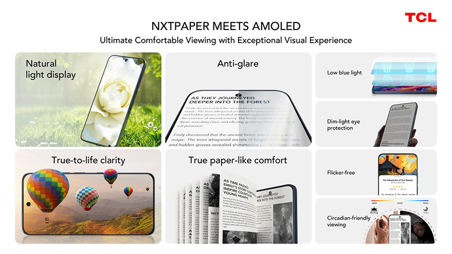 TCL пренася NXTPAPER технологията върху AMOLED дисплеи