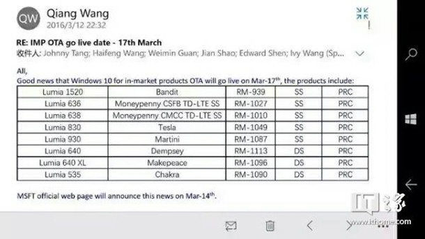 Ъпдейтът до Windows 10 Mobile може да стартира на 17 март