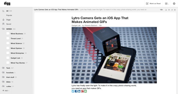 RSS четецът на Digg стартира на 26 юни