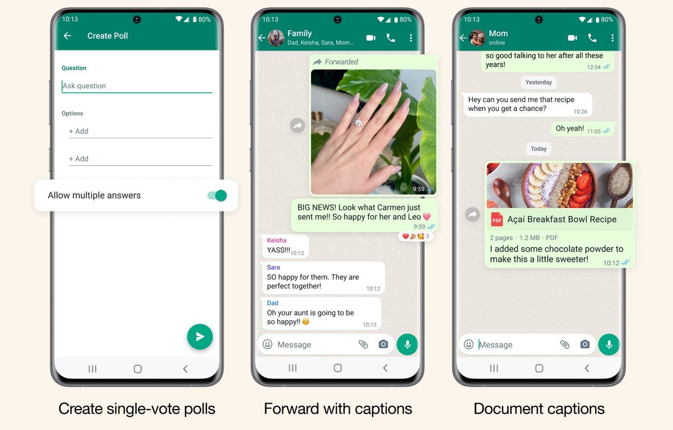 WhatsApp с нови функционалности при анкетите