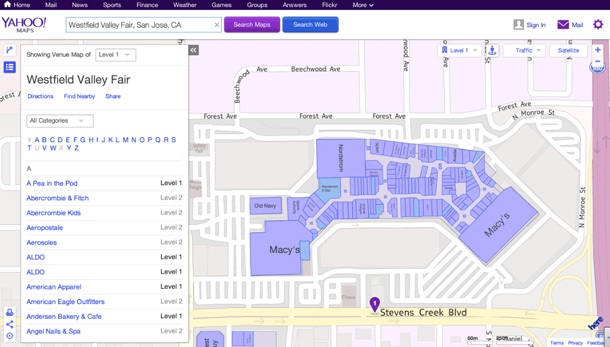 Yahoo Maps вече предлага и навигация на закрито благодарение на Nokia HERE