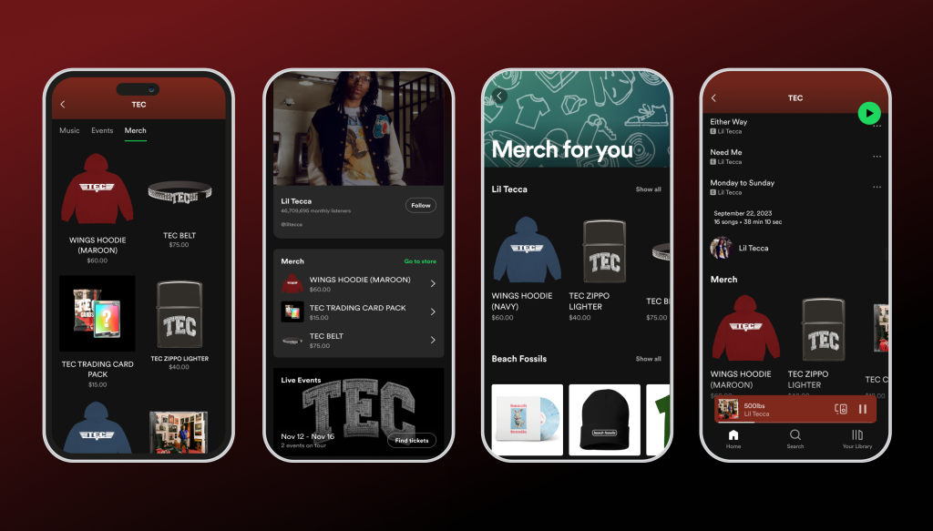 Spotify вече предлага и възможност за покупка на продукти от изпълнители