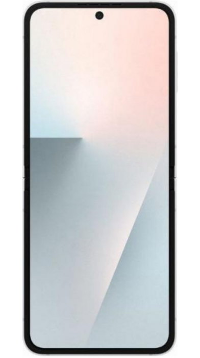 Разгънат Galaxy Z Flip7 FE с основен дисплей и централна селфи камера