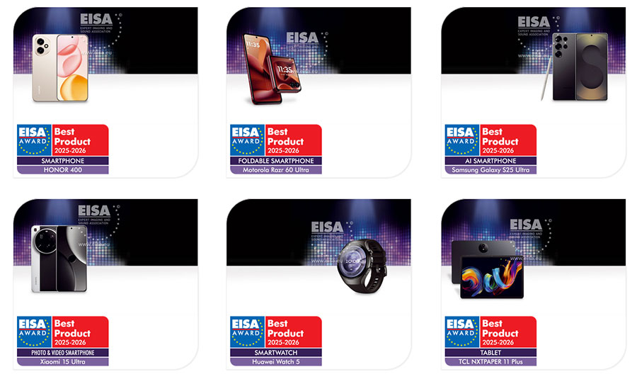 Награди EISA за мобилни продукти на Honor, Samsung, Motorola, Xiaomi, Huawei, JBL, Sony и Technics