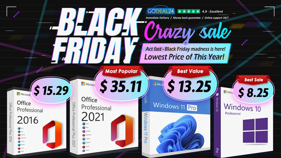 Оригинален Microsoft Office за $15 и Windows 11 за $10? Всичко това е в Black Friday разпродажбата на Godeal24! 