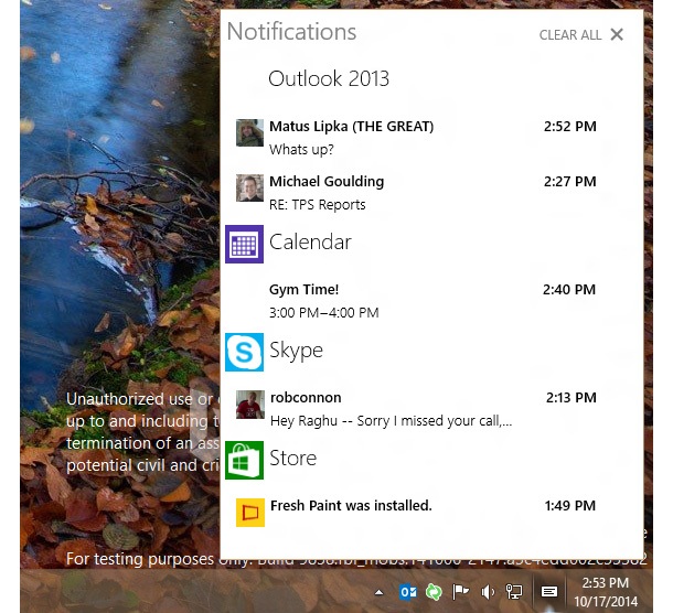 Новата версия на Windows 10 включва и център за нотификации