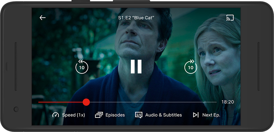 Приложението на Netflix с опция за контрол на скоростта на видеото
