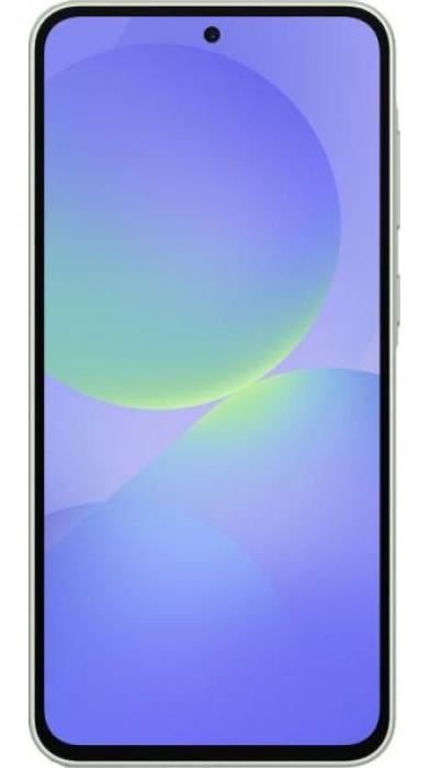 Преден изглед – Samsung Galaxy A36 5G с AMOLED дисплей и синьо-зелен тапет.