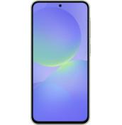 Преден изглед – Samsung Galaxy A36 5G с AMOLED дисплей и синьо-зелен тапет.