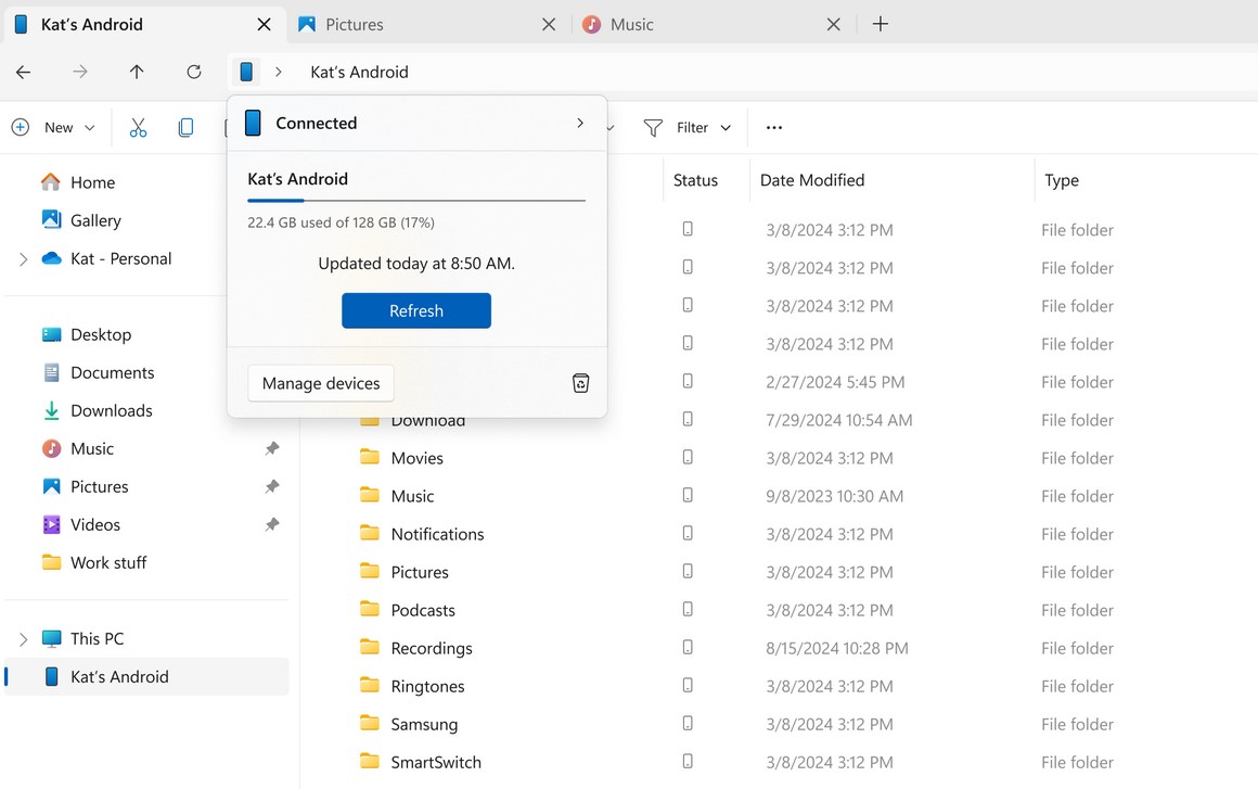 Работата с файлове на смартфона ще е още по-лесна през Windows 11