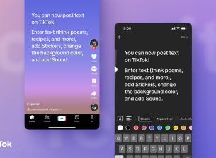 TikTok добавя опция за текстови публикации