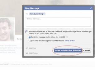 Изпращане на съобщение до непознат през Facebook може да струва 100 долара