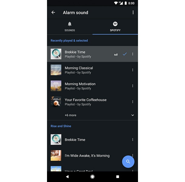 Google Clock вече поддържа събуждане с музика от Spotify